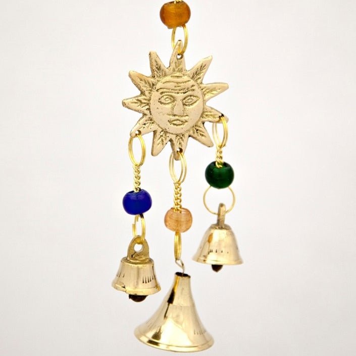 Small Brass Chimes with Three Bells and Glass Beads - Decorative Bells - Bellbazaar.com - BS361