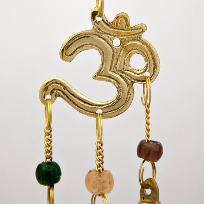 Small Brass Chimes with Three Bells and Glass Beads - Decorative Bells - Bellbazaar.com - BS362