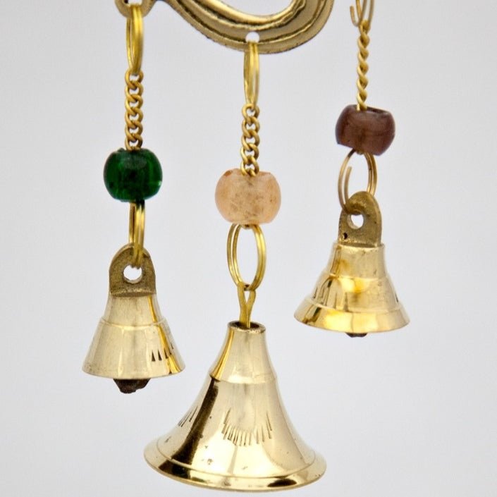 Small Brass Chimes with Three Bells and Glass Beads - Decorative Bells - Bellbazaar.com - BS362