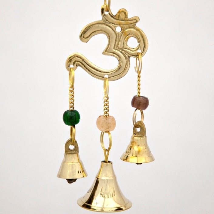 Small Brass Chimes with Three Bells and Glass Beads - Decorative Bells - Bellbazaar.com - BS362