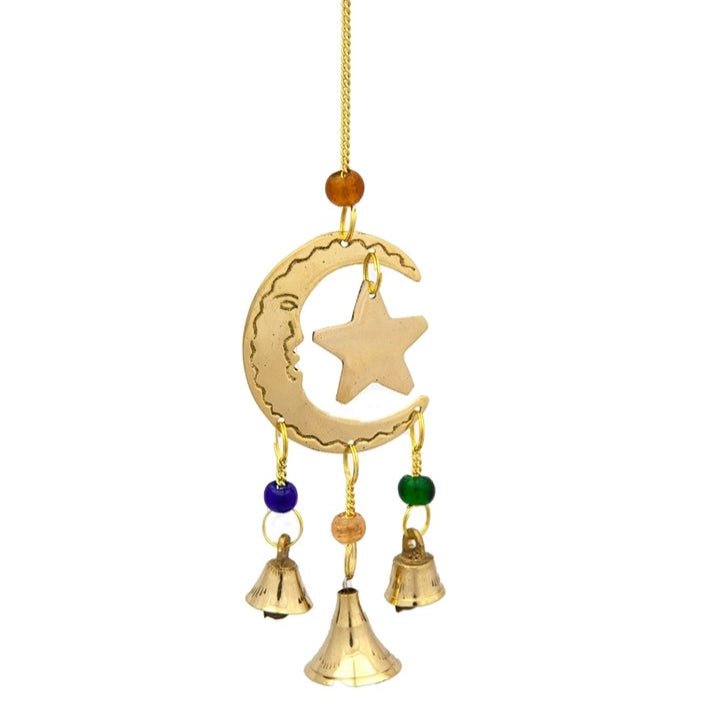 Small Brass Chimes with Three Bells and Glass Beads - Decorative Bells - Bellbazaar.com - BS365