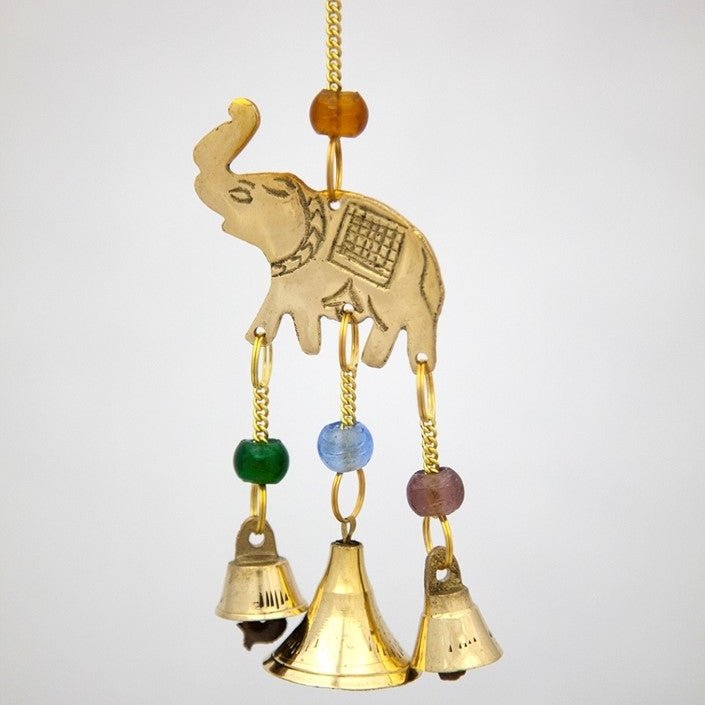 Small Brass Chimes with Three Bells and Glass Beads - Decorative Bells - Bellbazaar.com - BS366