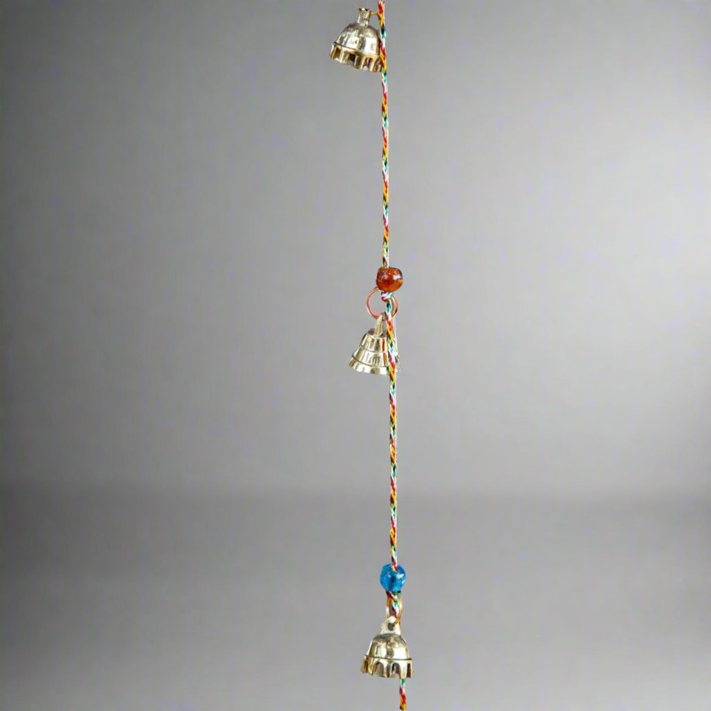 Ten Mini Brass Bells on 30 inch Long Cord - Decorative Bells - Bellbazaar.com - BS010