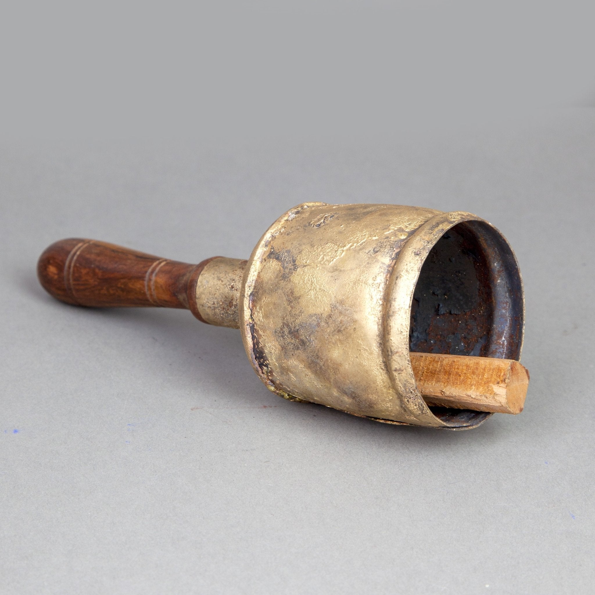 Dome Top Wood Handle Tin Bell with Wood Striker