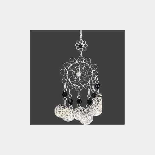 Traditional White Metal Filigree Chandelier Earrings with Colorful Beads - Elegant Handcrafted Jewelry