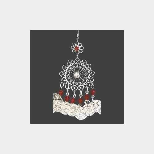 Traditional White Metal Filigree Chandelier Earrings with Colorful Beads - Elegant Handcrafted Jewelry