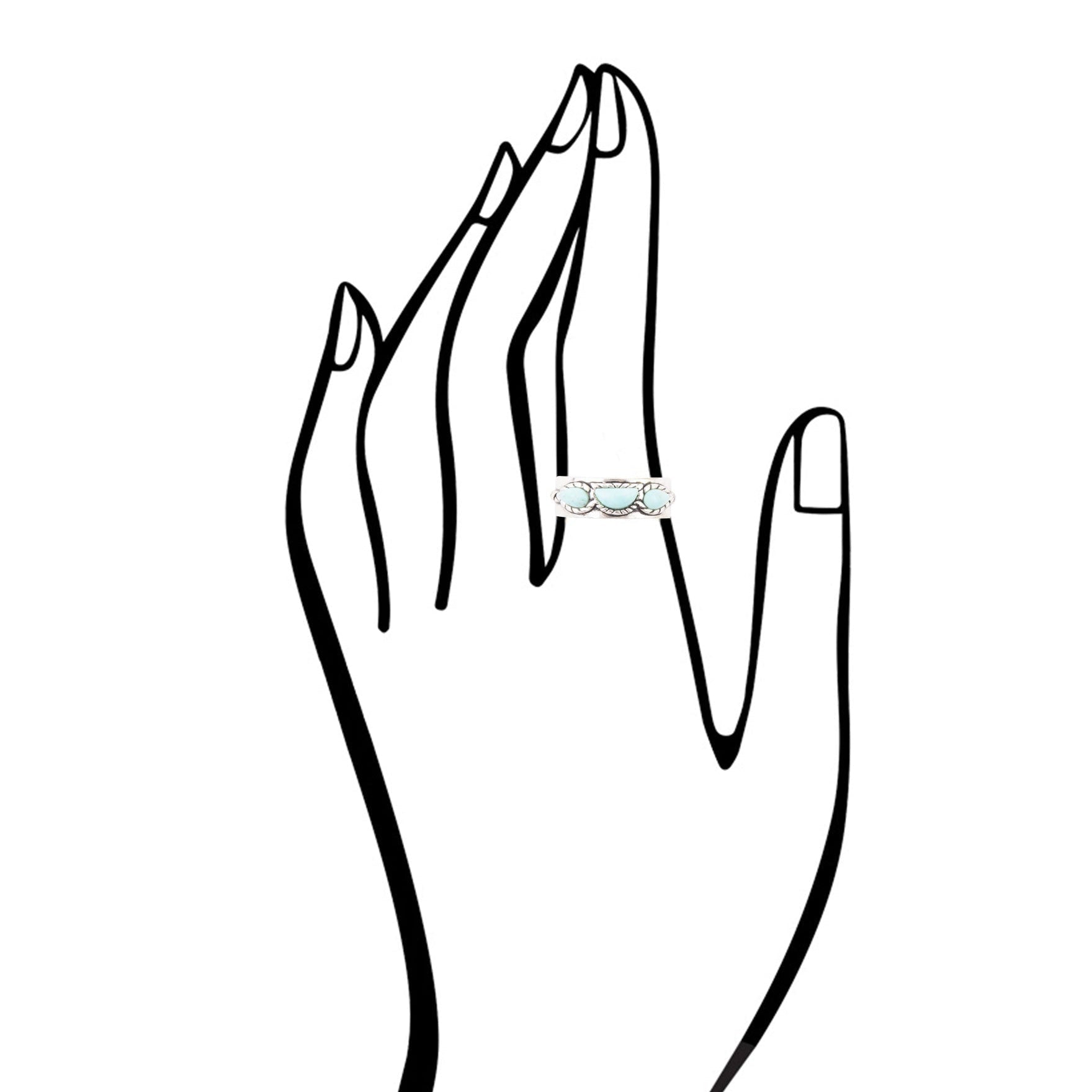 Triple Stone Turquoise Ring in Sterling Silver - Rings - Bell Bazaar