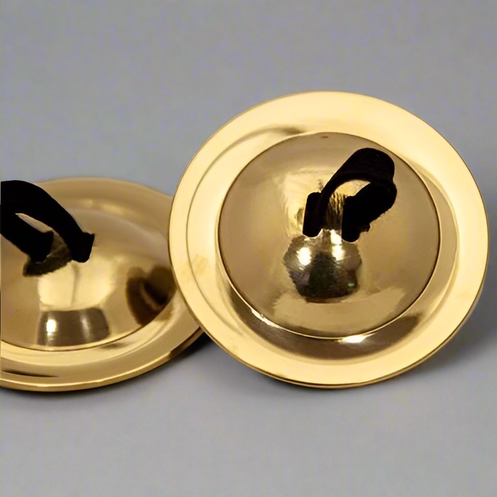 Two - Slot Brass Finger Cymbals - Finger & Hand Cymbals - Bellbazaar.com - BF010