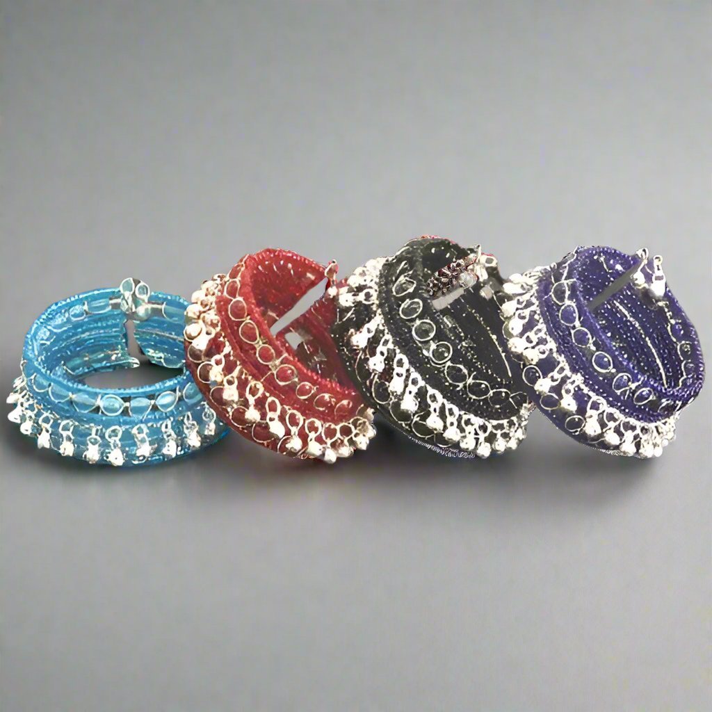 Vibrant Beaded Bracelets with Silver Charms - Apparel & Accessories > Jewelry > Bracelets - Bellbazaar.com - JW257 - BK