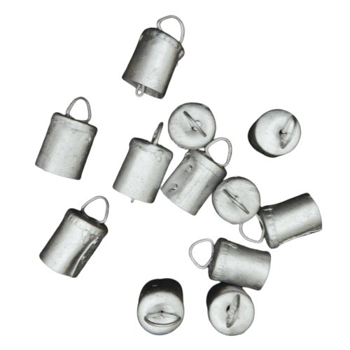 Vintage - Style Silver Tin Bells - 1.75" H x 7/8" D - Dozen Pack - Decorative Bells - Bellbazaar.com - TL001 - SL