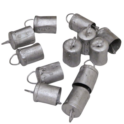 Vintage - Style Silver Tin Bells - 1.75" H x 7/8" D - Dozen Pack - Decorative Bells - Bellbazaar.com - TL001 - SL
