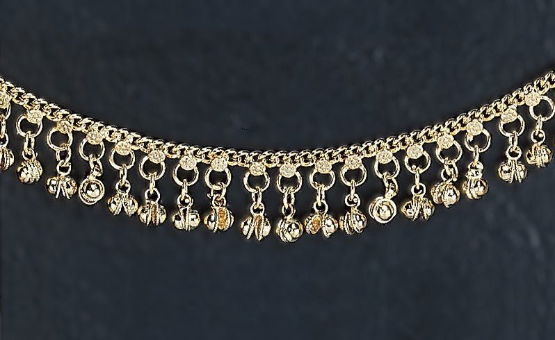 Gold-Tone White Metal Anklet Chain with Bells - Elegant & Musical Accessory - Apparel & Accessories > Jewelry