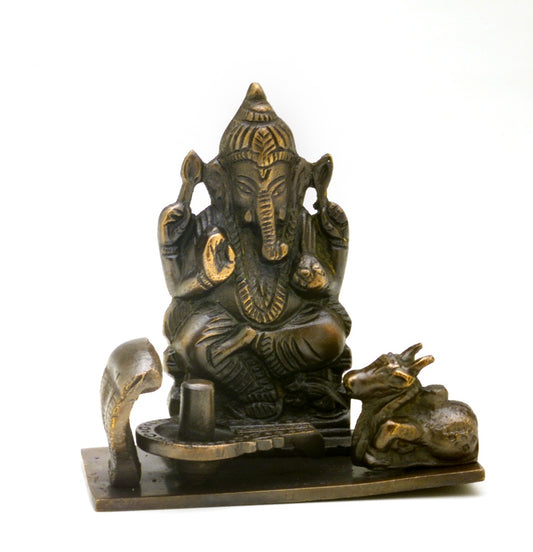 Brass Ganesha with Shiv Linga and Nandi Statue