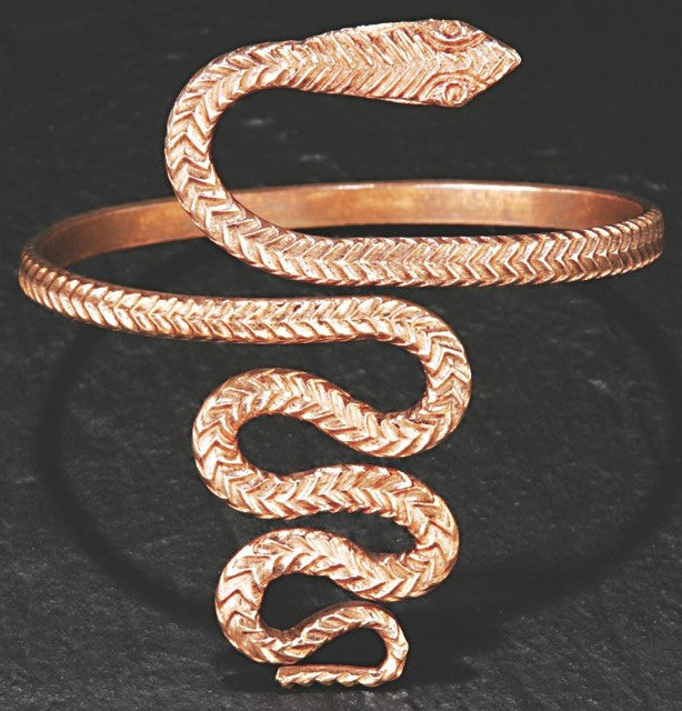 Bold Statement Snake Arm Bracelet with Large Coiled Tail Charm