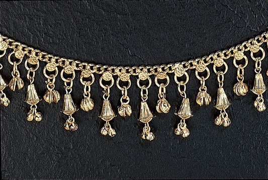 Gold-Tone White Metal Anklet with Bells - Charming & Delightful Accessory