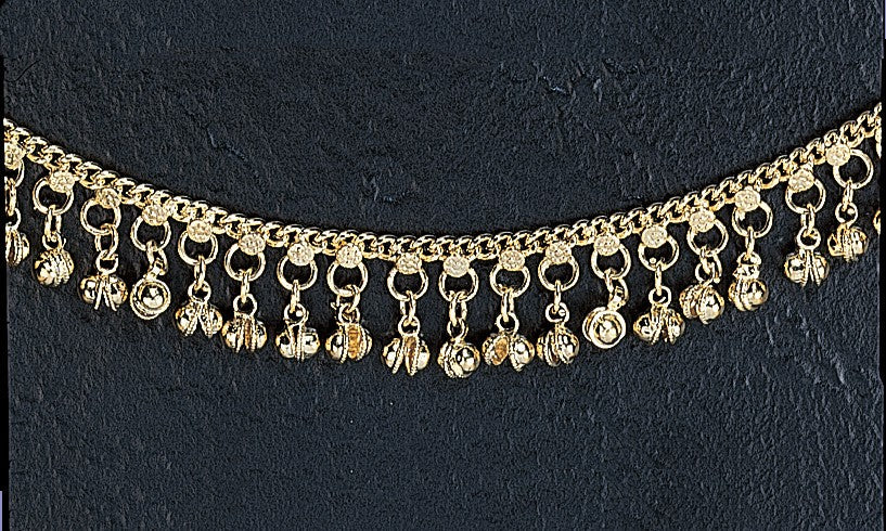 White Metal Anklet Chain with Bells - Elegant & Musical Accessory