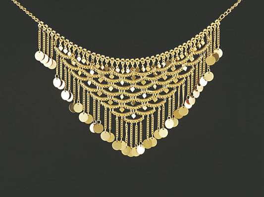 Gold-Tone Necklace with Chain and Coin
