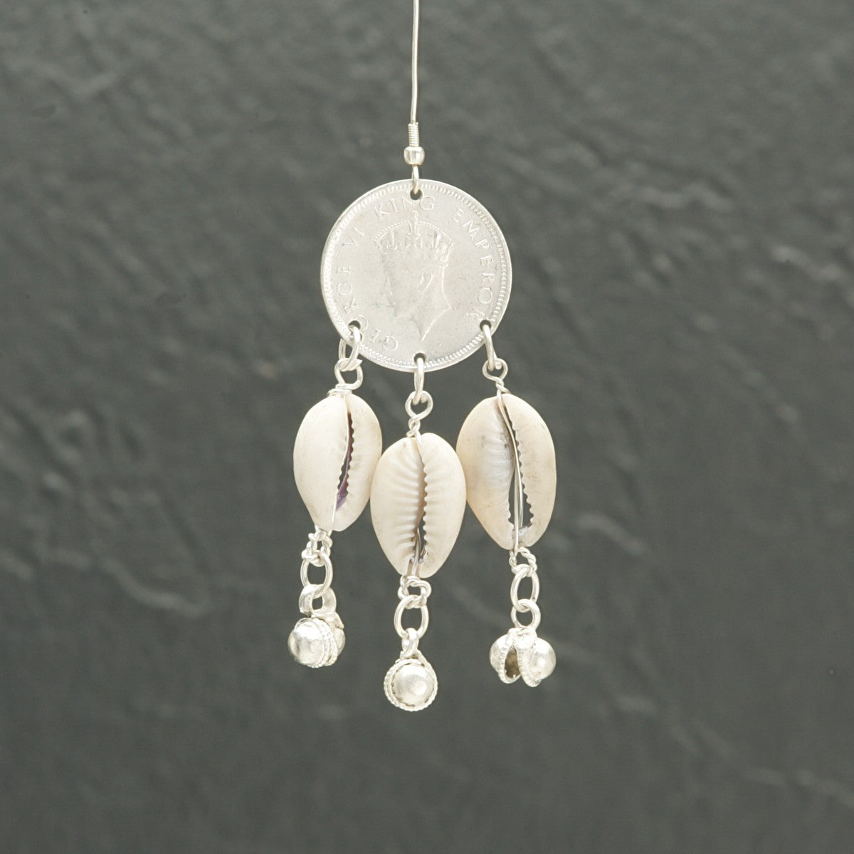 Cowrie Shell and Vintage Coin Earrings - Exotic & Unique Design