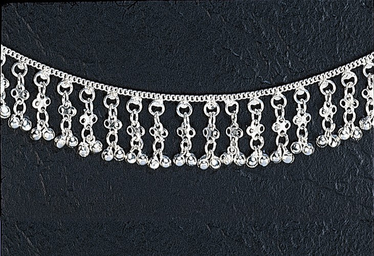 White Metal Anklet Chain with Bell Tassels - Delicate & Feminine Accessory