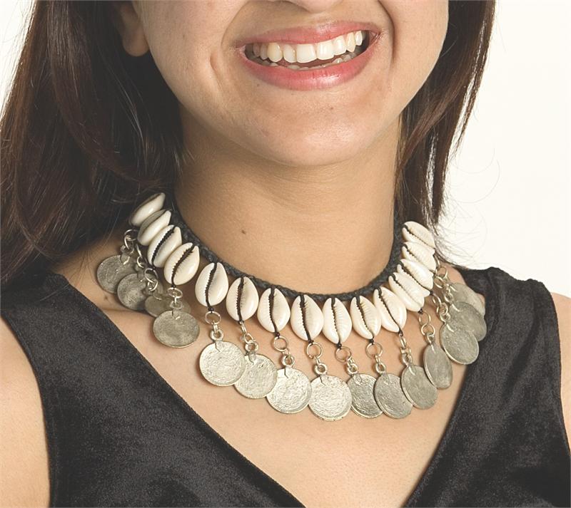White Metal Necklace with Cowrie Shells