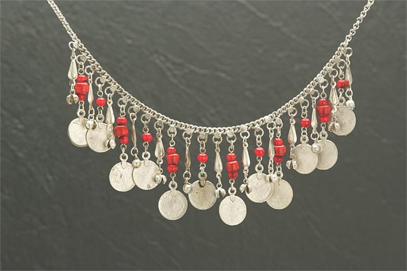 Antique-Style Necklace with Beads & Coins