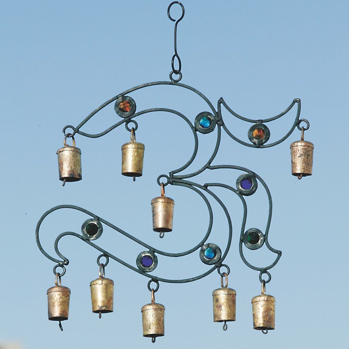 Iron OM Seven Bell & Glass Accent Wind Chime