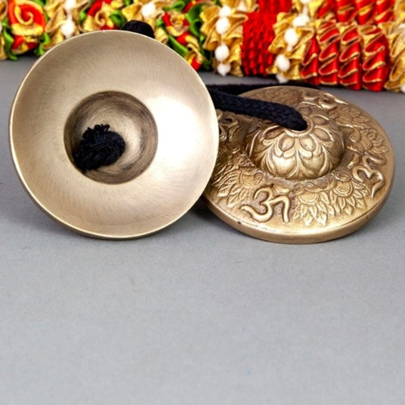 3-Inch Seven-Metals Tingsha Cymbal with Om Symbol