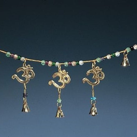 Brass Chime on Cord with Sun-Moon-Star and Glass Beads
