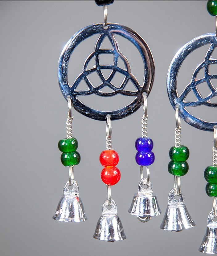 Chrome Plated Brass Celtic Charm Bell & Bead Wind Chime
