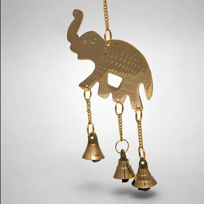 Polished Brass Three Elephant Bell Wind Chime