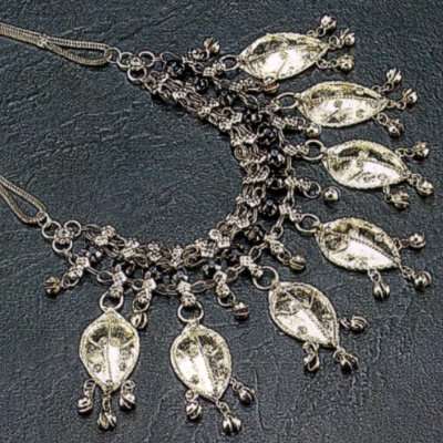 Silver-Tone White Metal Necklace with Black Stone - Sophisticated & Timeless Design