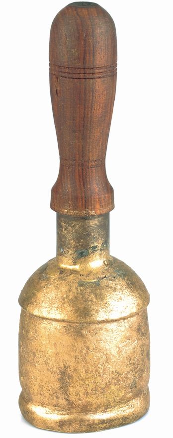 Dome Top Wood Handle Tin Bell with Wood Striker