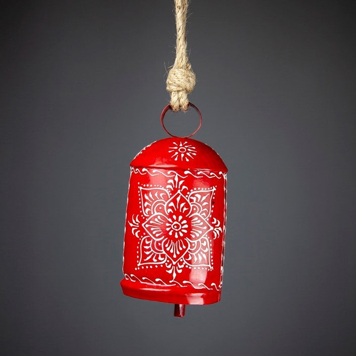 Hand-Painted Tin Bell on Jute Cord