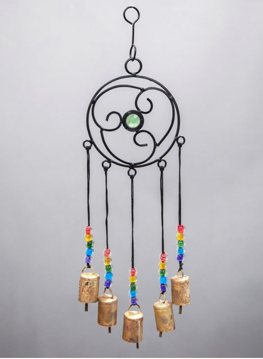 Iron Celtic Bell & Glass Accent Wind Chime