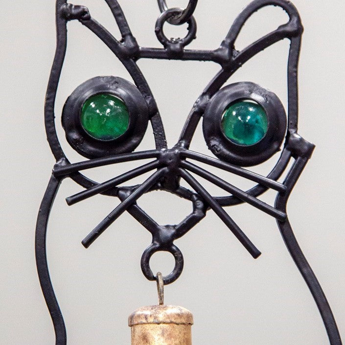 Iron Cat Green Eye Bell Wind Chime