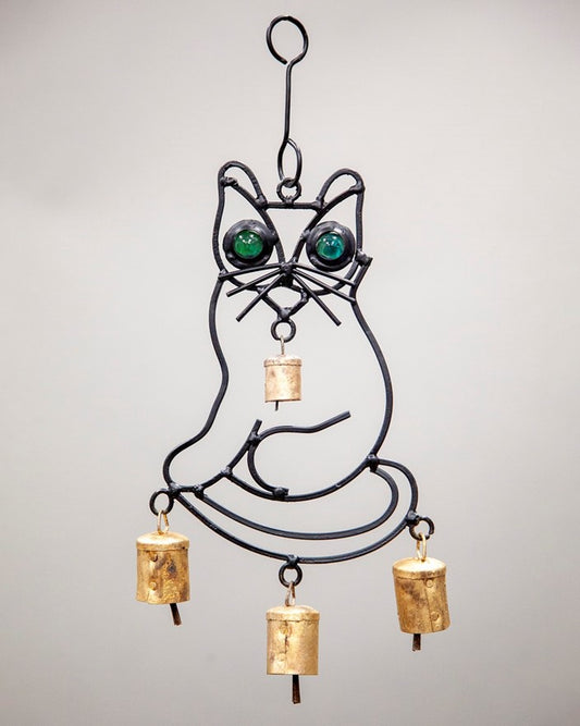 Iron Cat Green Eye Bell Wind Chime