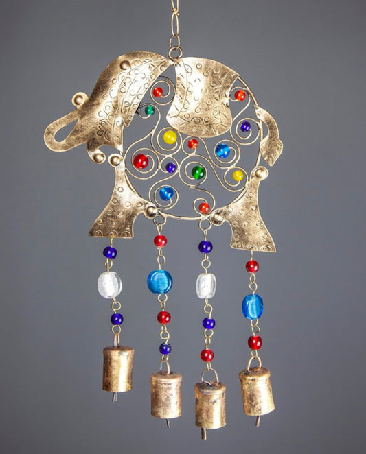 Iron Elephant Glass Bead ant Tin Bell Wind Chime