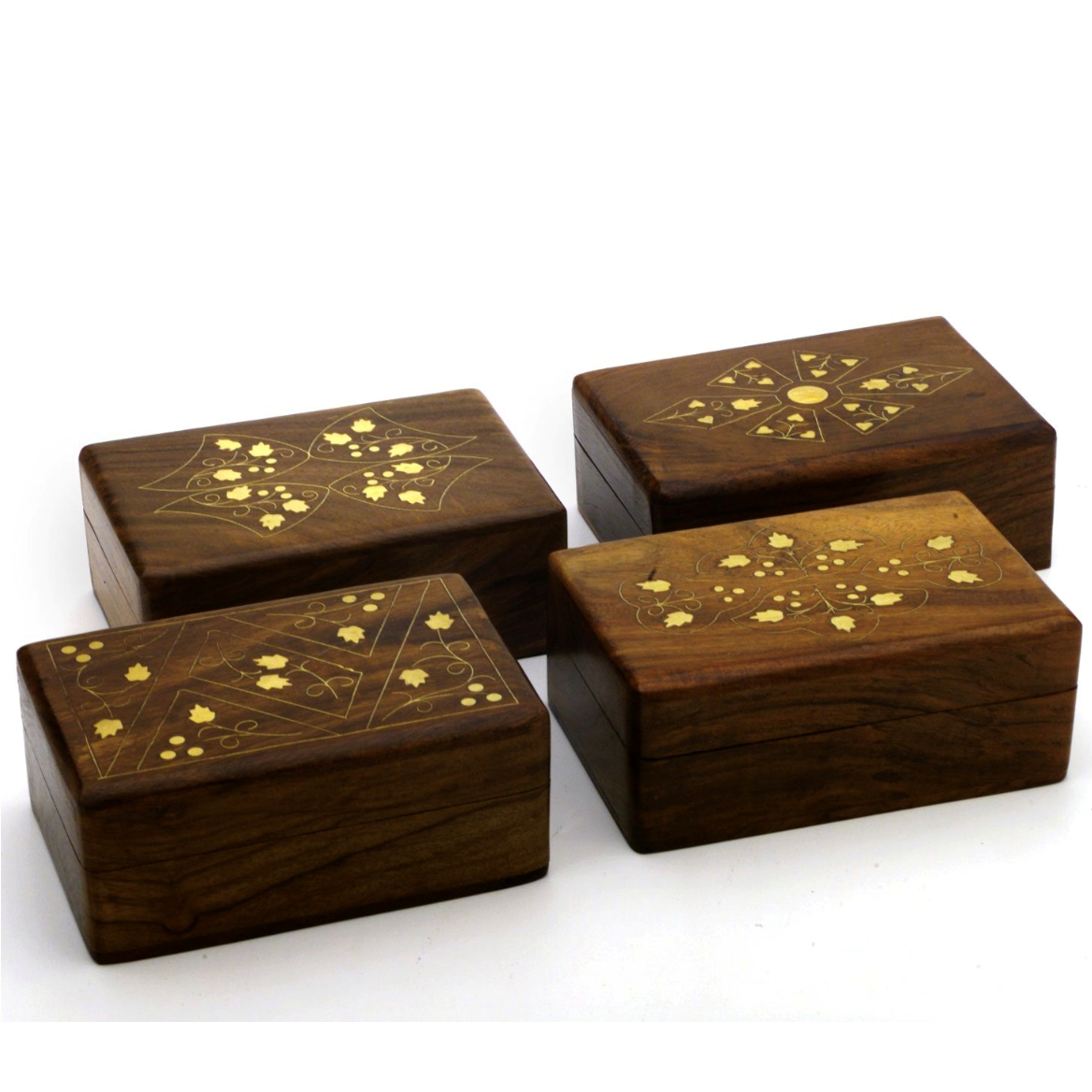 Brass Inlaid Wood Box